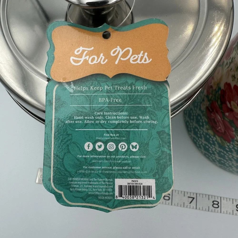 (2) Pioneer Woman Treat Jar Tin Floral Canister Set